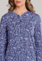 slaapshirt lange mouwen knoopsluiting bloemenprint blauw - Essentials