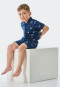 Pyjama kort biologisch katoenen knoopsluiting zeebeer piraten donkerblauw - Boys World