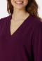 Sweatshirt long-sleeved double rib brushed V-neck plum - Mix+Relax