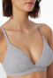 Soutien-gorge sans armature côtelé coton bio coussinets amovibles gris chiné - Pure Rib