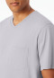 Short pyjamas V-neck chest pocket silver patterned - Comfort Essentials