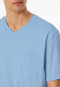 Short pyjamas V-neck chest pocket Air patterned - Comfort Essentials