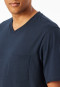 Pyjama court encolure en V poche poitrine bleu marine imprimé - Comfort Essentials