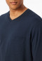 Pyjamas long V-neck chest pocket navy patterned - Comfort Essentials