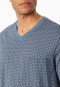 Short pyjamas Organic Cotton V-neck chest pocket graphite chequered - Comfort Nightwear