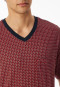 Schlafanzug kurz Organic Cotton V-Ausschnitt Brusttasche chilli rot kariert - Comfort Nightwear