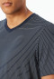 Schlafanzug kurz Modal V-Ausschnitt Streifen navy - Long Life Soft