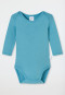 Bodys langarm 2er-Pack Feinripp Ringel hellblau - Natural Love