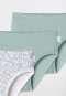 Set van 3 slips bloemen groen wit - Fine Rib