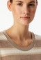 Schlafanzug lang Frottee Bündchen Ringel taupe-meliert - Casual Essentials