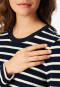 Schlafanzug lang Frottee Bündchen Ringel nachtblau - Casual Essentials
