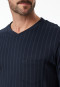 Nachthemd langarm Streifen nachtblau - Fine Interlock