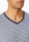 Schlafanzug kurz Ringel V-Ausschnitt graphit - Long Life Soft