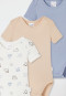 Body a maniche corte confezione da 3 pezzi in costine sottili multicolore - Natural Love