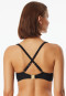 Bikini con strisce riciclate in jersey di conchiglia nero - Aqua