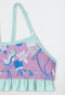 Bustier bikini recycled knitwear SPF40+ marine animals ruffles berry - aqua
