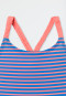 Swimsuit recycled knitwear SPF40+ stripes aqua - Aqua