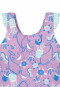 Swimsuit recycled knitwear SPF40+ marine animals ruffles berry - aqua