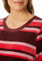 Lange pyjama van velours manchetten streepjes wijnrood - Comfort Nightwear