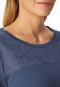 Schlafanzug lang Bündchen Stickerei jeansblau - Casual Nightwear