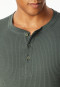 Pyjama long jacquard patte de boutonnage vert foncé - Modern Nightwear