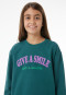 Lange pyjama van sweatshirtstof met manchetten, diepzeegroen - Nightwear