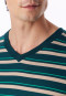 Schlafanzug lang Ringel tiefseegrün - Casual Nightwear