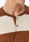 Pyjama long à poignets en bords-côtes avec rayures couleur caramel - Casual Nightwear