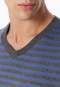 Pyjama long à encolure en V, rayures, denim délavé - Casual Nightwear