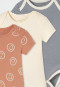 Lot de 3 bodys pour bébé à manches courtes en coton côtelé fin, multicolores - « Bébé »