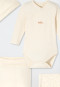 Ensemble pour nouveau-né : body croisé, pantalon, bonnet et écharpe, blanc crème - « Bébé »