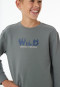 Schlafanzug lang Sweatware Bündchen salbei - Nightwear