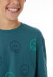 Schlafanzug lang Bündchen Smiley tiefseegrün - Nightwear
