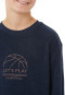 Schlafanzug lang Frottee Bündchen Ringel nachtblau - Nightwear