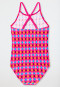 Costume da bagno in tessuto a maglia riciclato con fattore di protezione solare 40+, motivo etnico con gatto e anguria multicolore - Cat Zoe