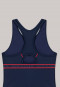 Badpak tricot gerecycled SPF40 + racerback sport donkerblauw - Nautical Chica