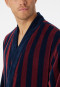 Bathrobe soft velour burgundy striped - Essentials