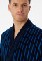 Bathrobe soft velour dark blue striped - Essentials