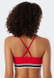 Bandeau bikini set soft pads variable straps midi bottoms ribbed look red - Underwater