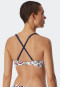 Bandeau Bügel-Bikini Softcups variable Träger Blumen Midi-Slip verstellbare Seiten mehrfarbig - Deep Sea