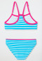 Bikini brassière maille recyclée SPF40+ rayures volants bleu clair - Cat Zoe