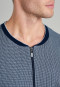 Hausanzug lang Sweatware Bündchen Ringel grau-meliert - Warming Nightwear