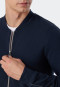 Giacca a maniche lunghe in tessuto felpato realizzato in cotone biologico e Tencel a righe, con polsini, blu scuro - Mix+Relax