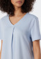 Camicia da notte a maniche corte in Interlock con scollo a V, blu aria - Comfort Fit
