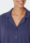 Sleep shirt long-sleeved interlock lapel collar button placket blue - Comfort Fit