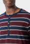 Nachthemd met lange mouwen en knoopsluiting gestreept bordeaux/donkerblauw - Comfort Fit