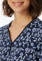 Nachthemd lange mouwen biologisch katoen knoopsluiting bloemenprint nachtblauw - Comfort Nightwear