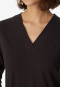 Camicia da notte a maniche lunghe in cotone biologico con scollo a V, antracite - Comfort Nightwear