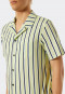 Pajamas short woven fabric button placket striped yellow / blue - Pyjama Story