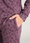 Pyjama long interlock passepoilé col chemise imprimé floral mauve - Simplicity